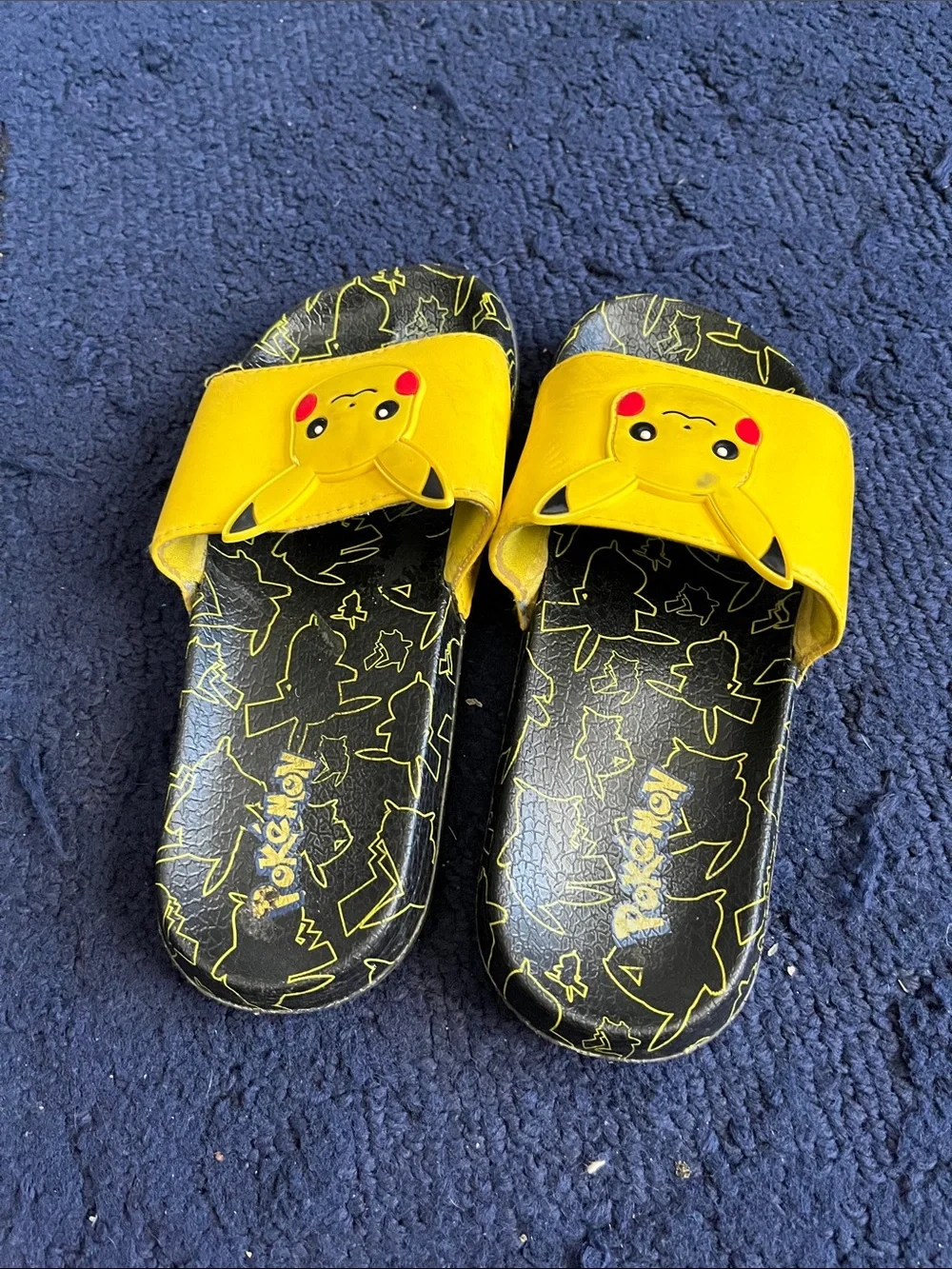 Pokemon Pikachu Yellow Kids Slide Sandals with Character Strap
